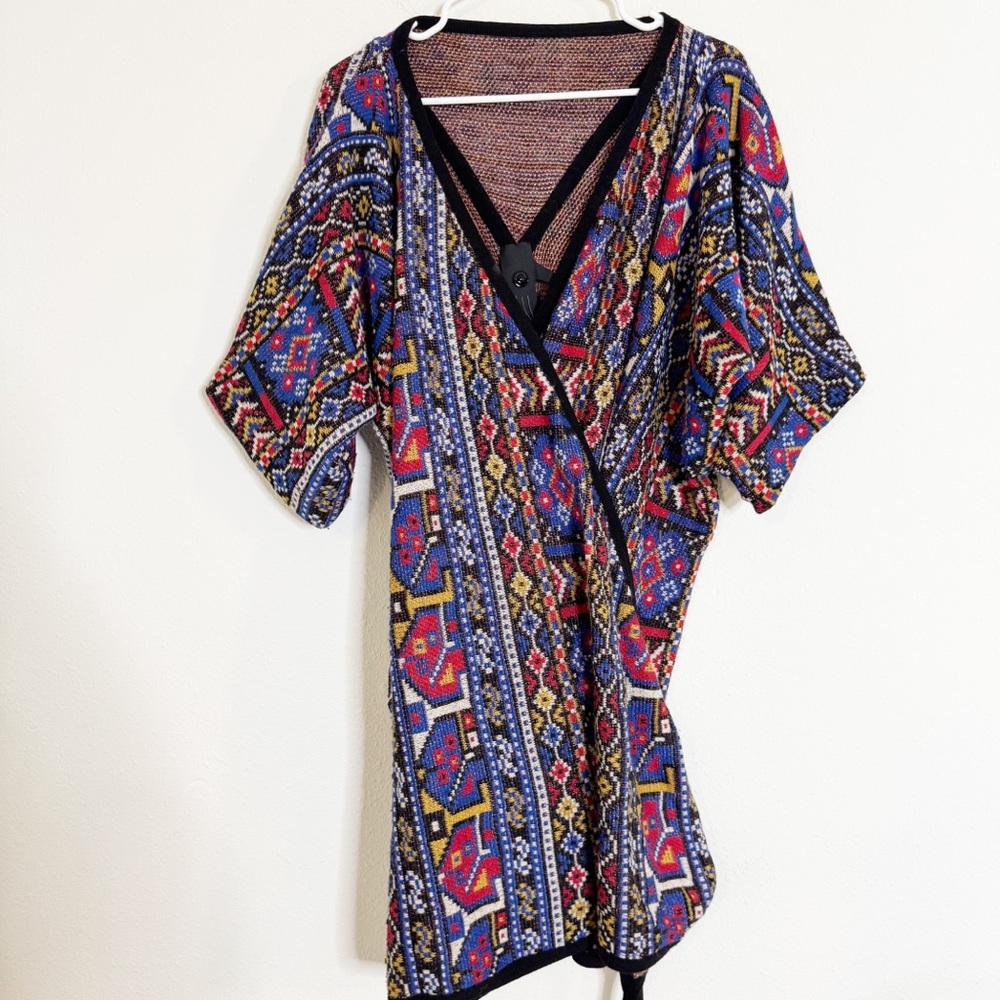 Bernhard Willhelm knit wool angora Geometric wrap Kimono cardigan